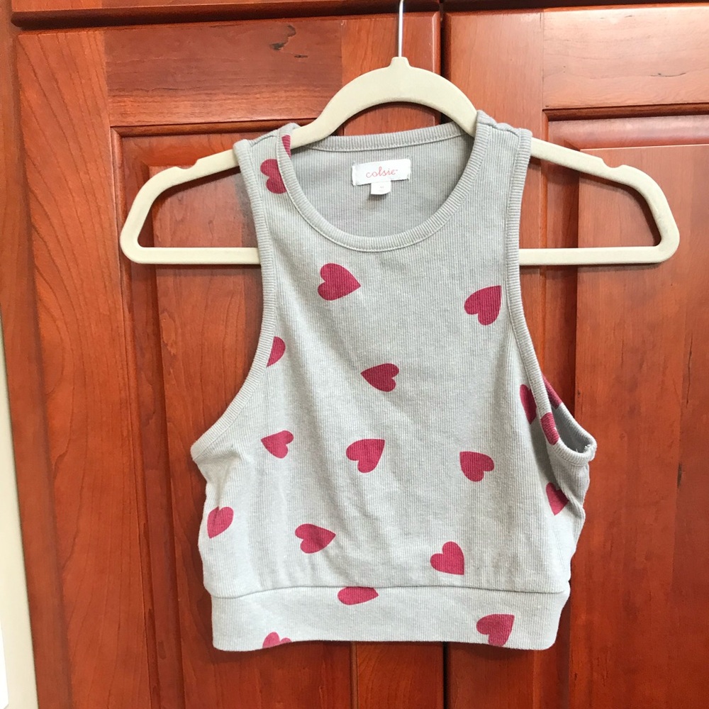 colsie heart printed cropped tank